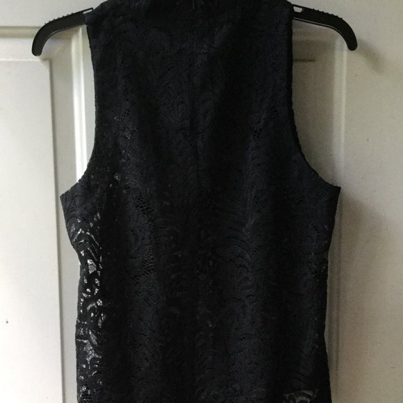 Black Lace Sleeveless Mock Neck Top Medium - Picture 3 of 8